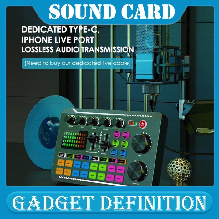 Terlaris V8 Soundcard Audio Untuk Hp Pc Mac Live Broadcast Karaoke Smule Wesing