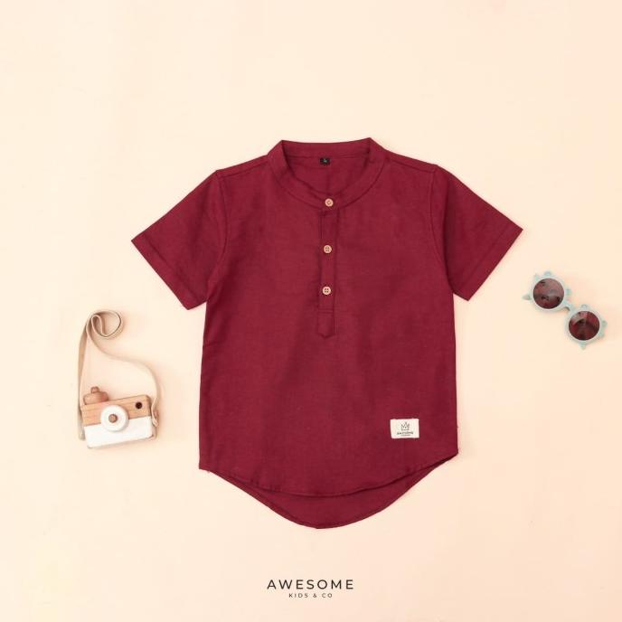 Kemeja Koko Anak Awesome kids&co Almair - Baju Muslim Casual Linen