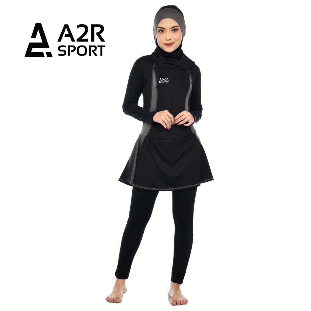 A2R Sport - Lis nero samping 1 Baju Renang Dewasa muslim hijab Rok