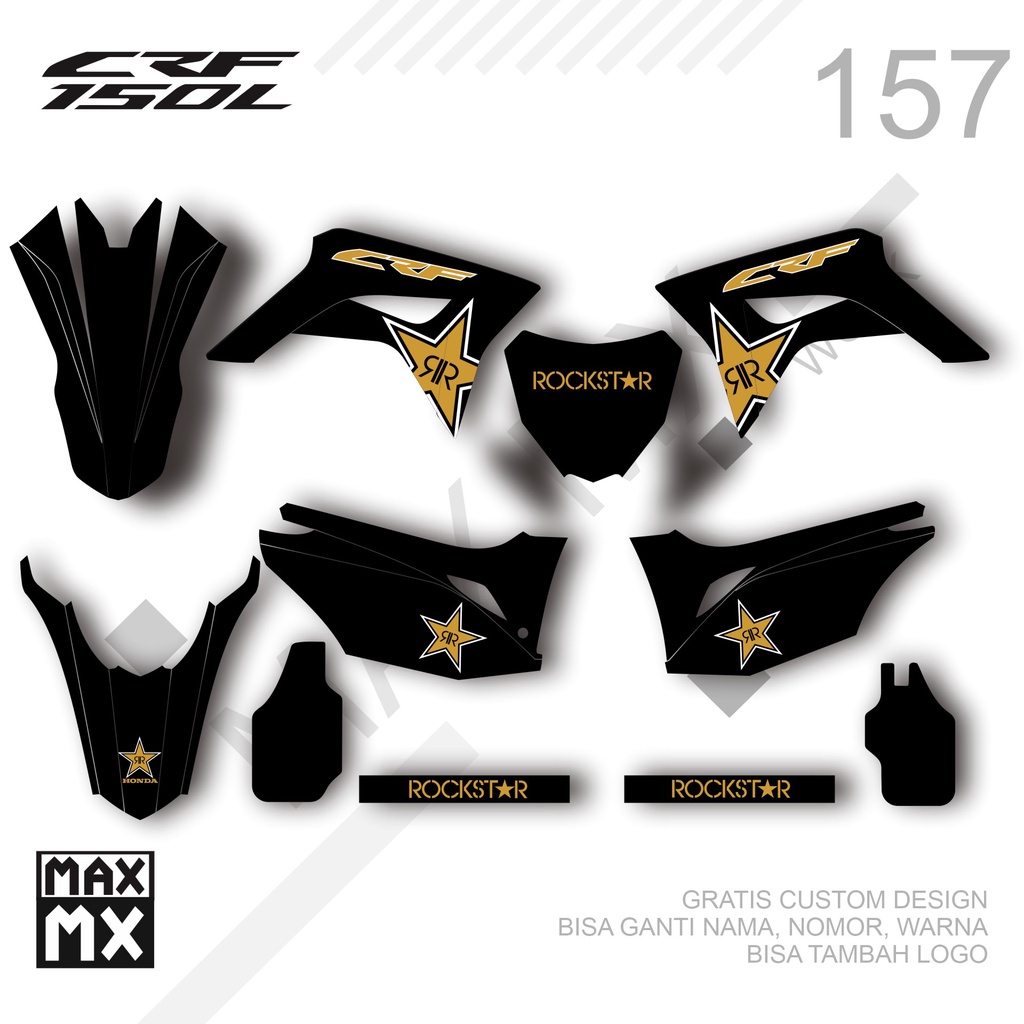 Decal Sticker - Stiker Dekal Honda CRF 150 L 157 MOTIF ROCKSTAR