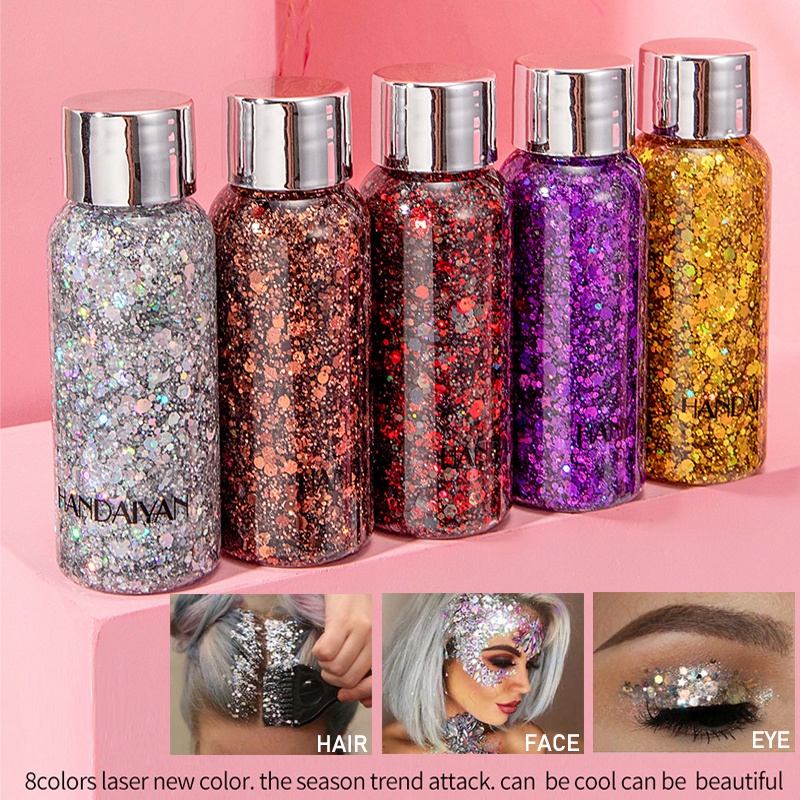 【 Baru】ALLPHV Body glitter gel glitter untuk wajah Eyeshadow Beauty Sets Liquid Glitter Eyeliner badan face and body painting Makeup Set