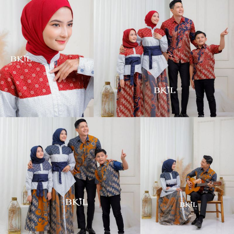 BATIK COUPLE KELUARGA sania ruffle ori ndoro jowi dnt motif merak gamis busui