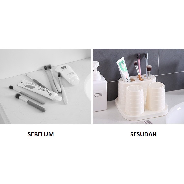 FYGALERY HL0293 Tempat Sikat Gigi Odol 1 Set Cangkir Kumur Plastik Rak Sikat Gigi Set Rak Toilet Kamar Mandi Toothbrush Holder