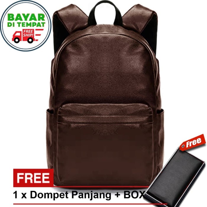 Tas Ransel Pria Tas Ransel Kulit MS35 Tas Pria Tas Ransel Pria Tas Kulit + Free Dompet(G0Z7) tas ker