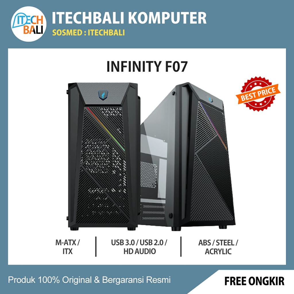 Casing PC Gaming Infinity INF 07 + PSU 250W RGB | ITECHBALI