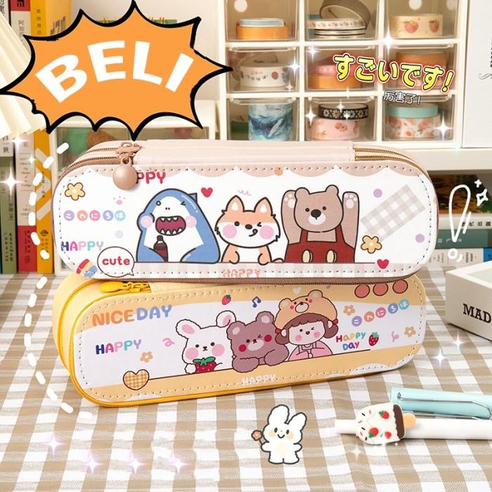 

Terlaris Kotak Pensil Dua Susun Zipper / Tempat Pensil Lucu Unik 2 Lapis /