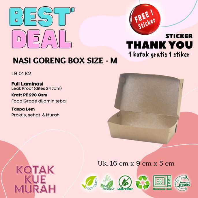

Lunch Box Eco Paper Sz M Laminated Kotak Kraft