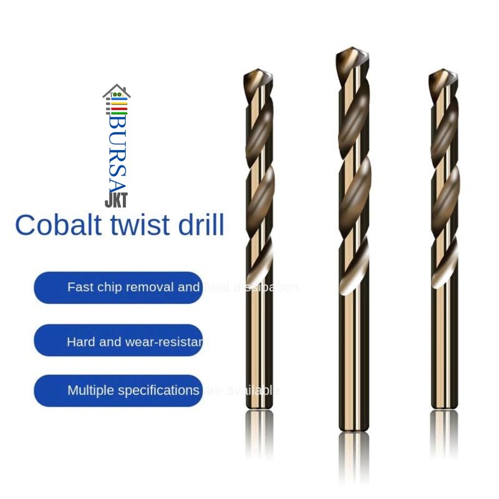 MATA BOR HSS COBALT BESI M35 GOLD MELUBANGI BESI STAINLESS STEEL 5 MM