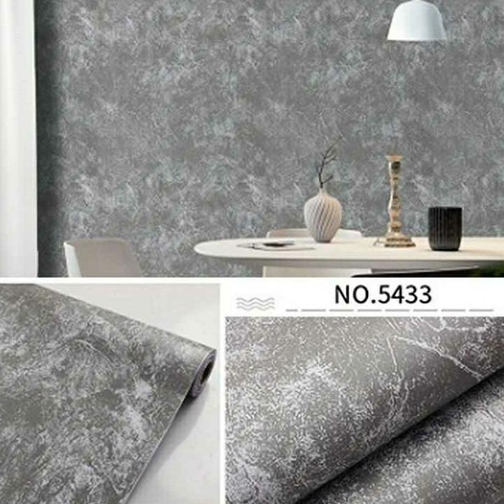 Terjamin  Wallpaper Dinding Motif Semen Abu 9m s/d 10m x 45cm ✰yjd»