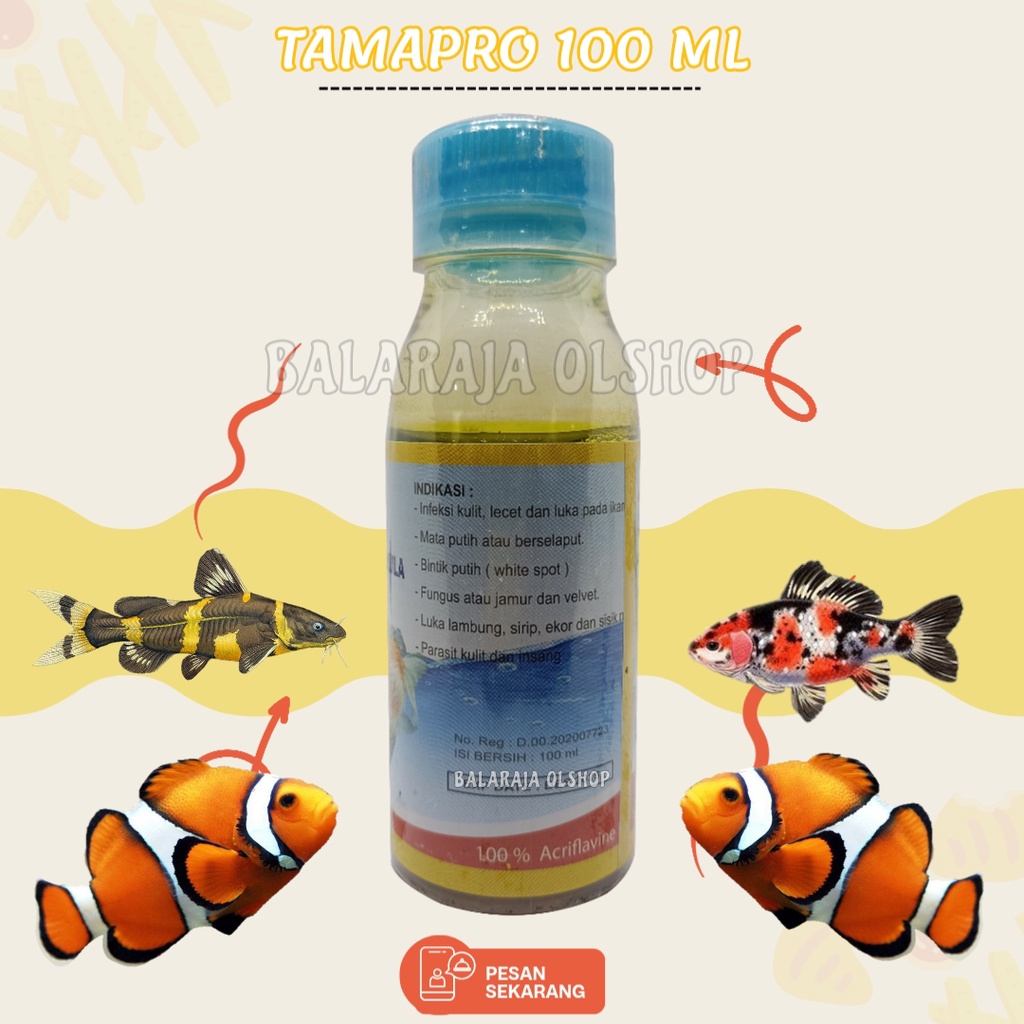 OBAT INFEKSI KULIT IKAN PARASIT MATA PUTIH DAN JAMUR PADA IKAN -TAMAPRO 100 ML