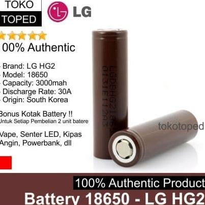 Authentic Battery 18650 LG HG2 3000mAh | original batere batre baterai