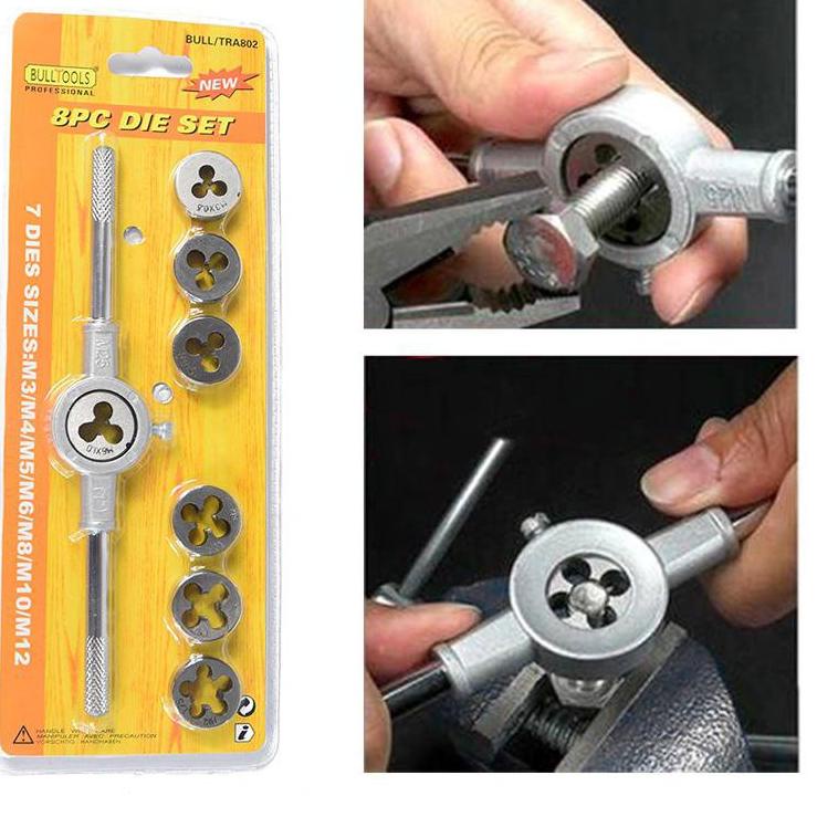 Paling BagusL1x1W 8PCS HANDTAP HAND TAP SENAI DRAT DERAT SET ISI 8 M3 M4 M5 M6 M8 M10 M12