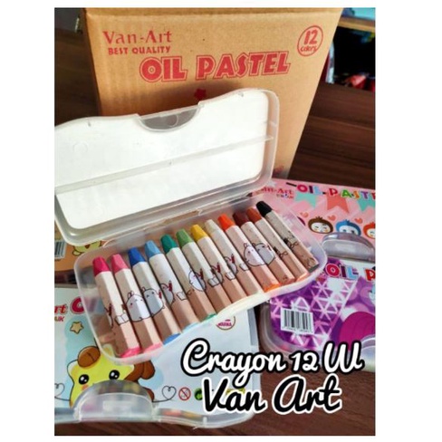 Krayon Isi 12 Minyak Oil Pastel Merk VAN-ART Painting Crayon Perlengkapan Mewarnai Colour Tools Stuff Asli Prakarya Jual Drawing Menggambar Peralatan Color Sekolah Coloring Kesenian Pewarna Kertas School Original Seni Art Murah Termurah Grosir Prakarya