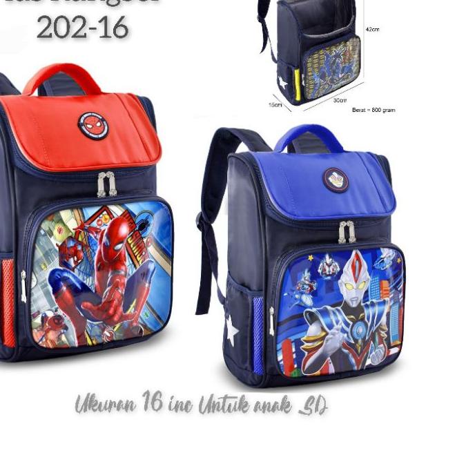 ✪ () Tas Sekolah Anak (SD) 202-16 Ransel Backpack Tas Cowok Motif Batman,Ultraman,Spiderman ✿