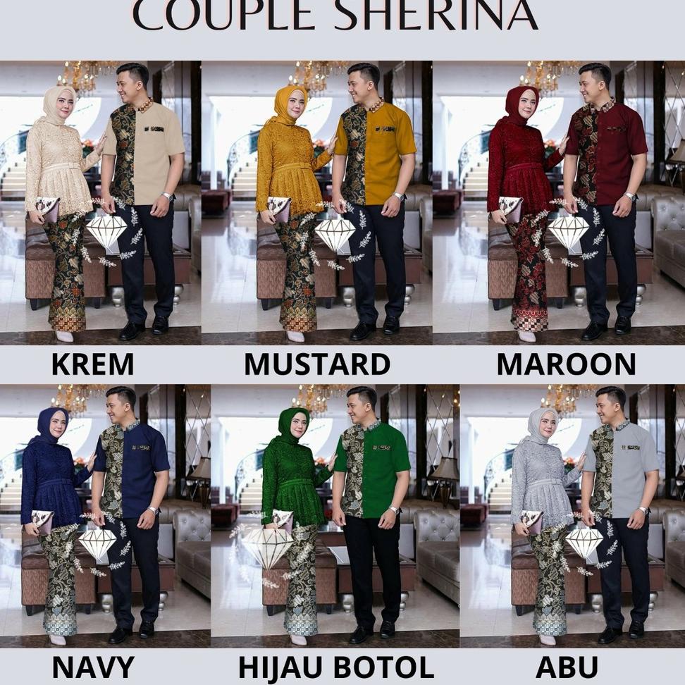 HARGA BERSAHABAT CP Sherina Batik / Kapel Pasangan Brukat / Baju Pasangan Muslim / Couple Batik /Couple Kebaya Brukat
