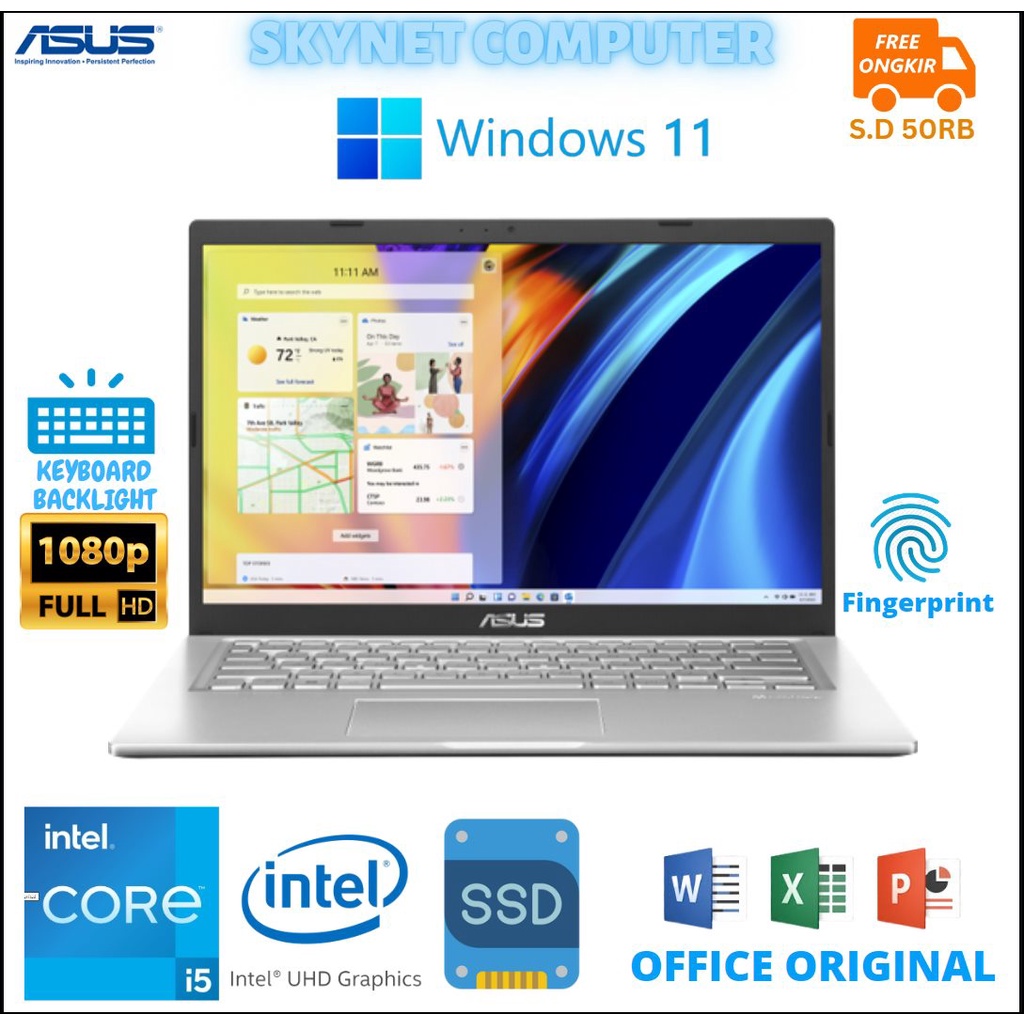 Asus Vivobook A1400EA Intel Core i5 1135G7 Ram16Gb Ssd512Gb Windows 11 Dan Office 2021 Original