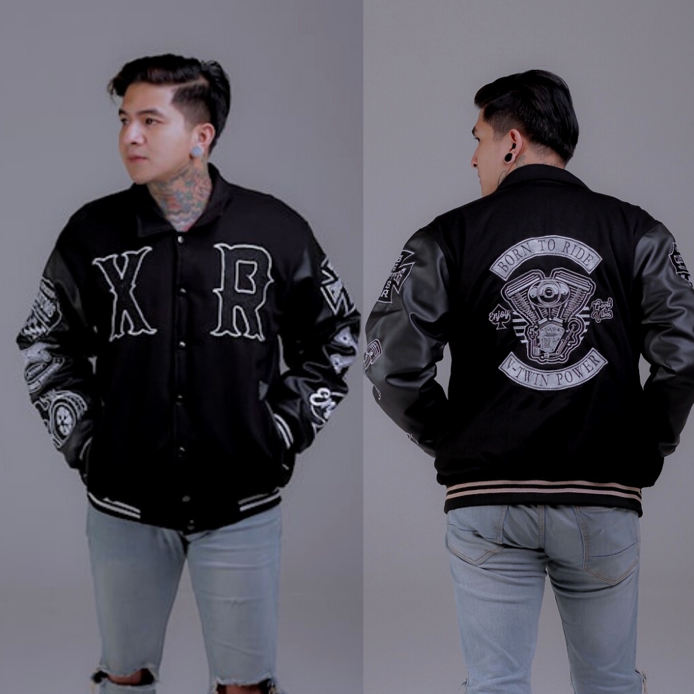 JAKET VARSITY BASEBALL-JAKET VERSITY BONE BGSR-JACKET VARSITY SR FULL BORDIR BAHAN KATUN PREMIUM-JAK