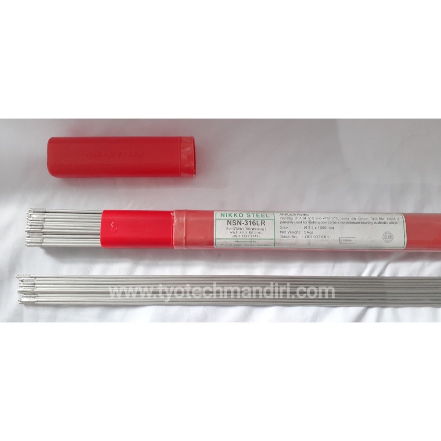Kawat Las Argon Filler Rod Stainless NSN-316LR NIKKO Dia 3.2mm / 1 Kg