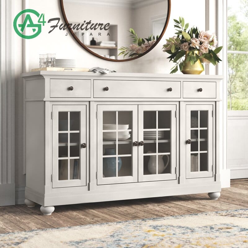 Bufet Dapur Ruang Makan Fakker Cat Duco - Kayu Mahoni