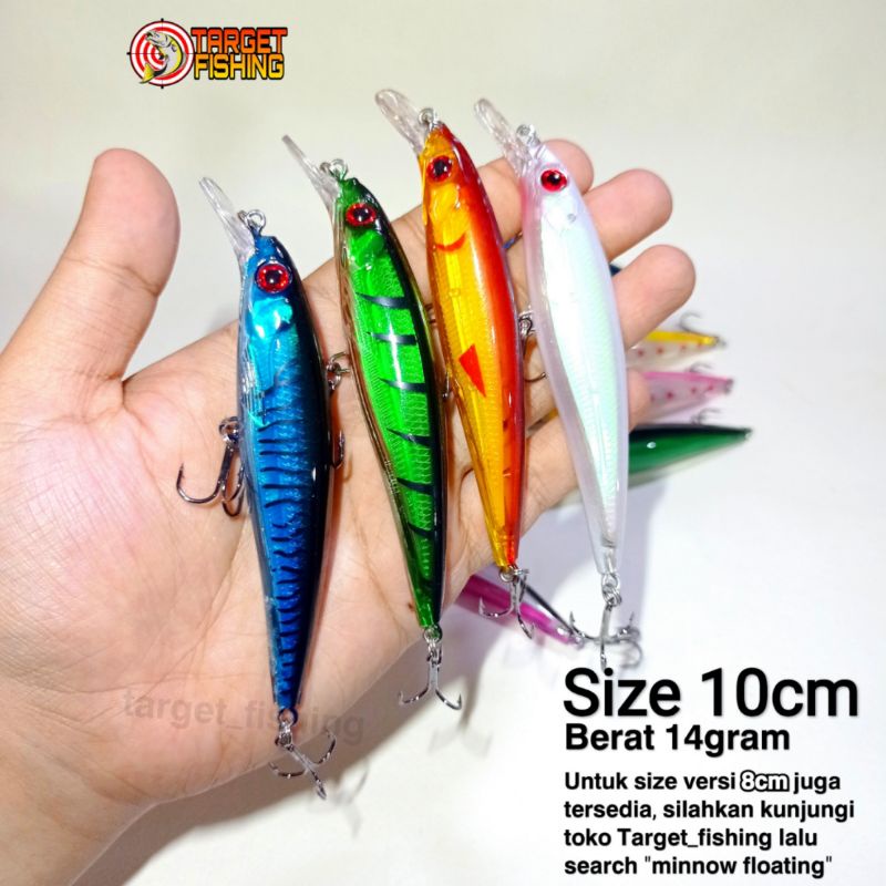 Minnow Floating Rattle 10cm 14gr - Umpan Casting Toman &amp; Barramundi