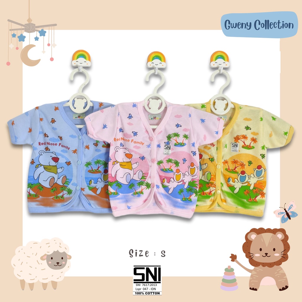 BAJU LENGAN PENDEK BAYI KANCING DEPAN BAJU ATASAN ANAK UNISEX (DKTW)