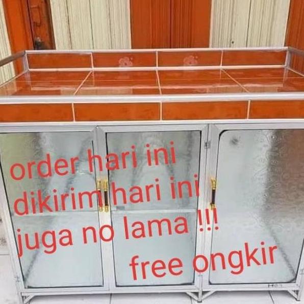 New Lemari Rak Piring Kaca Aluminium / Lemari Rak Kompor / Rak Wafleursz