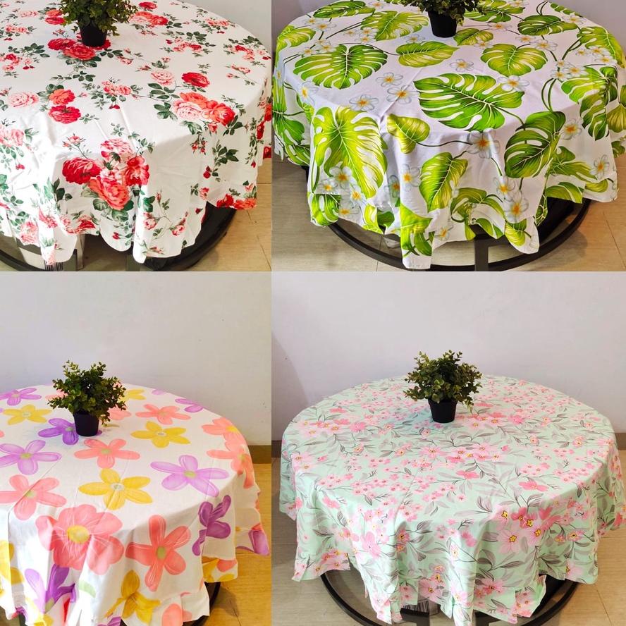 ♩ an Taplak Meja Makan Bulat 4 (Empat) kursi Rempel / Rumbai / Taplak Meja Oshin ➸