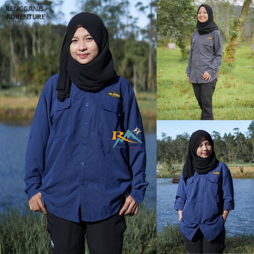 BAJU KEMEJA LENGAN PANJANG KEMEJA OUTDOOR LAPANGAN LOKAL HIKING CASUAL