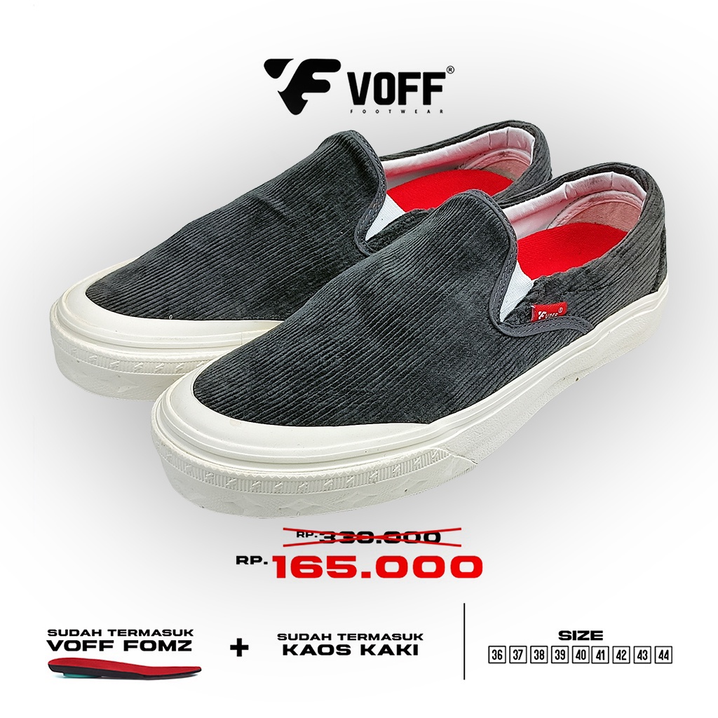 Voff - Sepatu Slip On Pria Wanita Voff Grey Edition