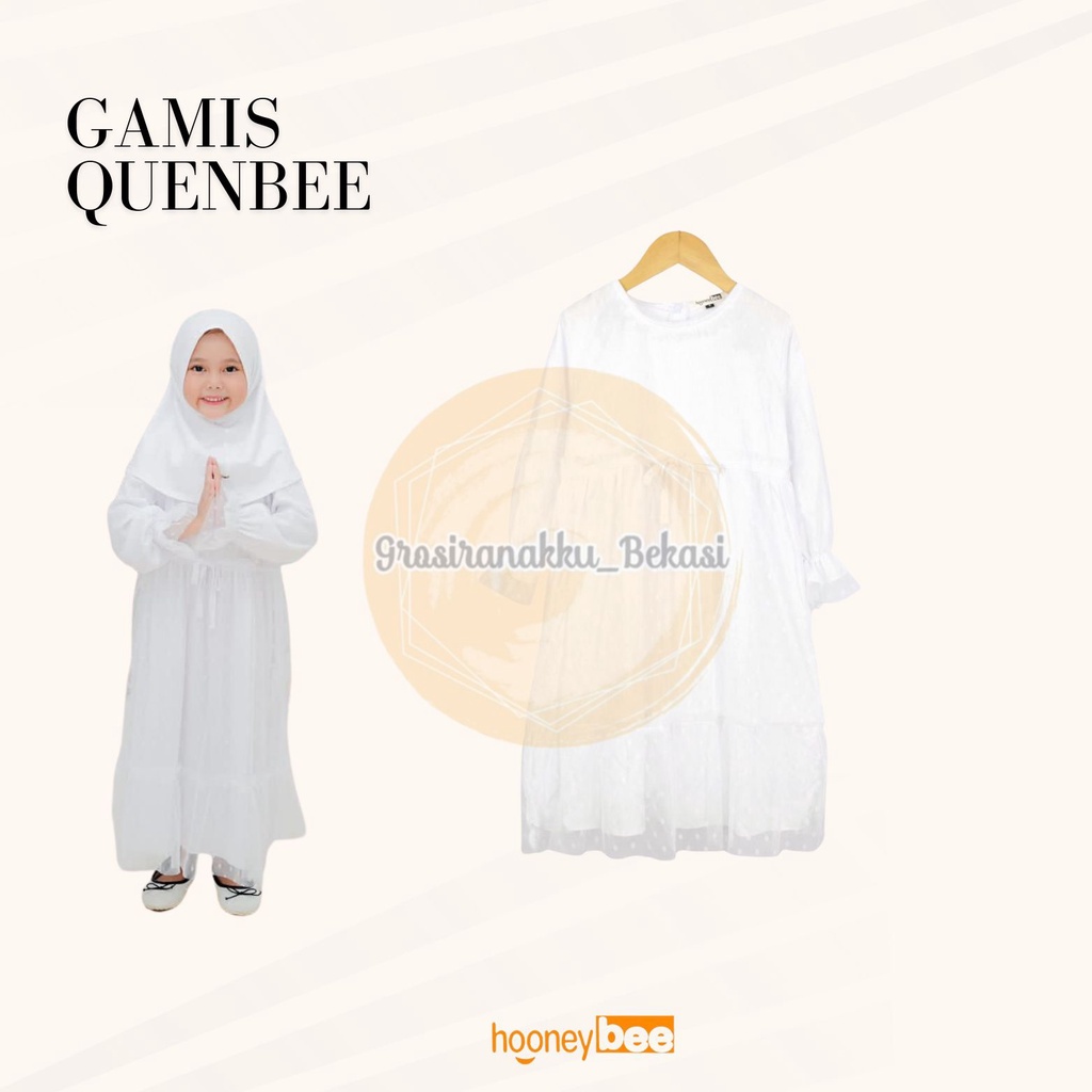 Gamis Anak Tile Quenbee Junior Honeybee Warna Putih Size 2-10Th