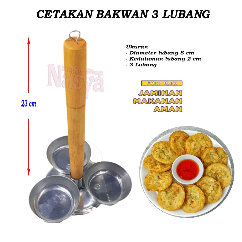 Cetakan Bakwan Lubang 3 / Cetakan BakwanAnti Lengket / Cetakan Bakwan Gagang Kayu