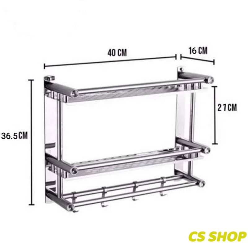 Rak kamar mandi 2 susun/rak serbaguna stainless steel model dinding 2 tingkat/rak bumbu dapur serba guna