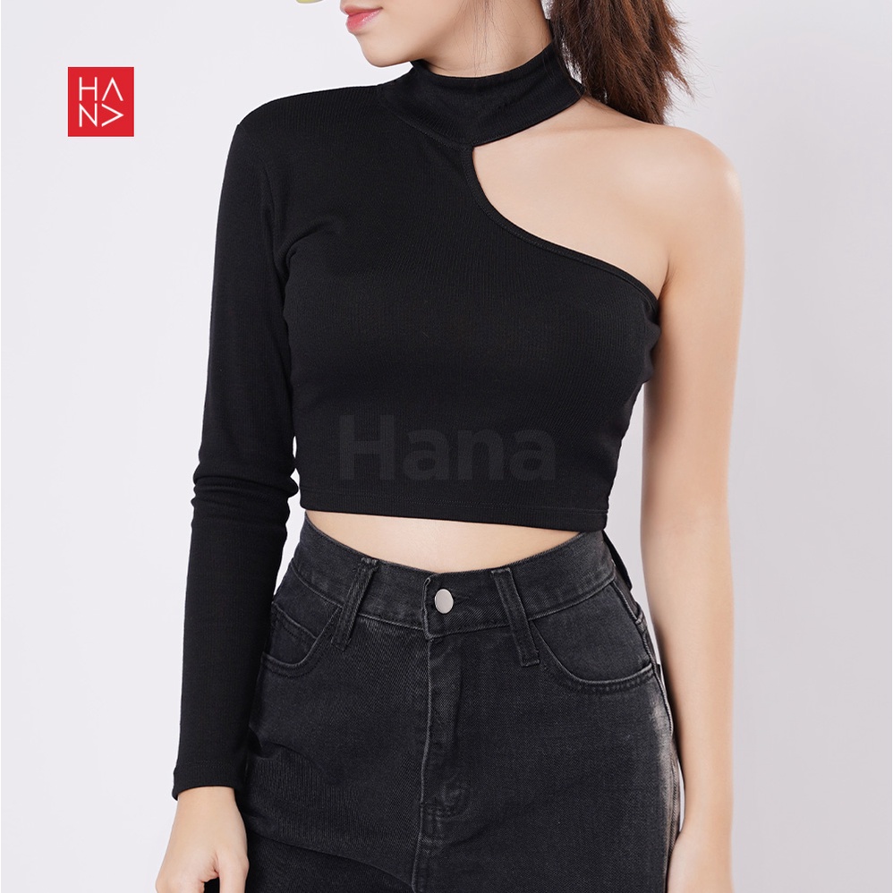 HanaFashion JKT - Jihyo Crop Top One Shoulder Halter Neck  - CT216