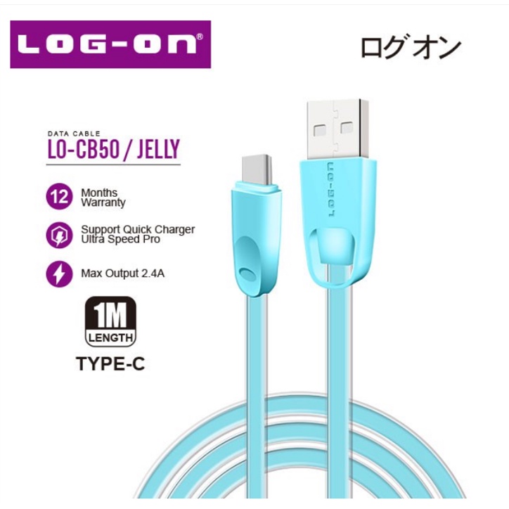 Log on Kabel Jelly Type C / Lightning 2.4A Fast Charging 100cm LO-CB50