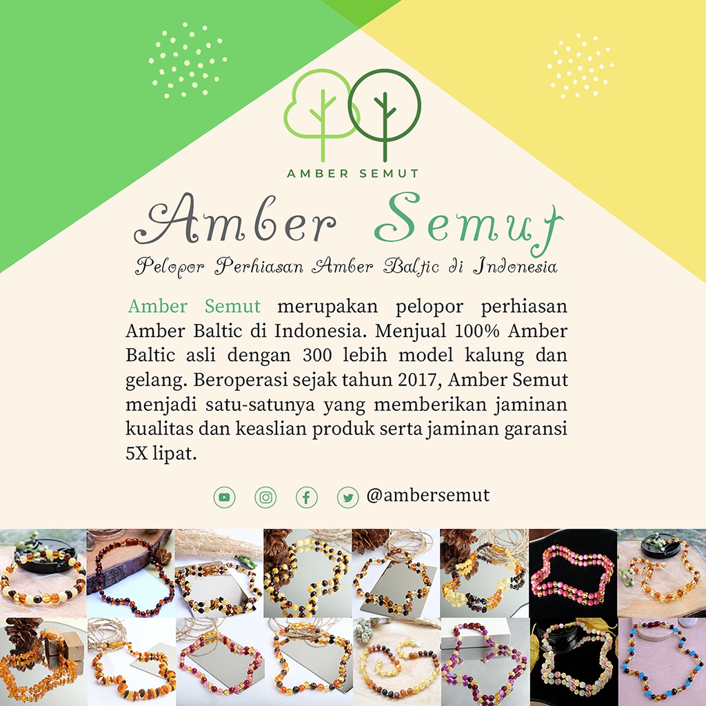 Kalung Amber Amber Baltic x Gemstone - Kalung Tumbuh Gigi by AMBER SEMUT