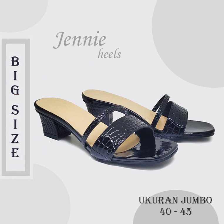 JENNIE HEELS X ZAGIB | Sandal Wanita Black Croco Big Size / High Heel Party Ukuran Jumbo Besar