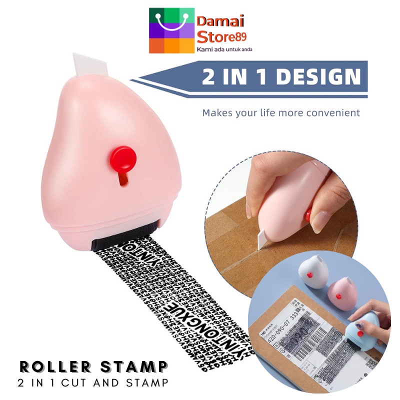 

[DM89] Roller stamp 2 in 1 stempel pelindung kode rahasia + Cutter stempel penutup data stempel penutup alamat