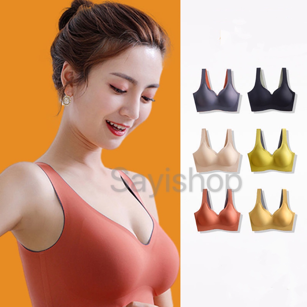 Thai Latex Padded Bra Women Seamless Non-wired Sexy Lace Vest-style Bra Top