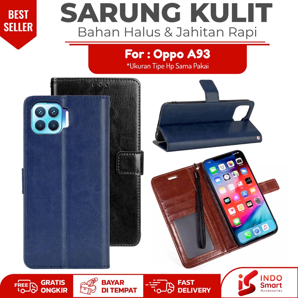 Oppo A93 5G / Case Oppo A93 5G / Casing Oppo A93 / Leather Wallet Case Dompet Sarung Kulit Hp