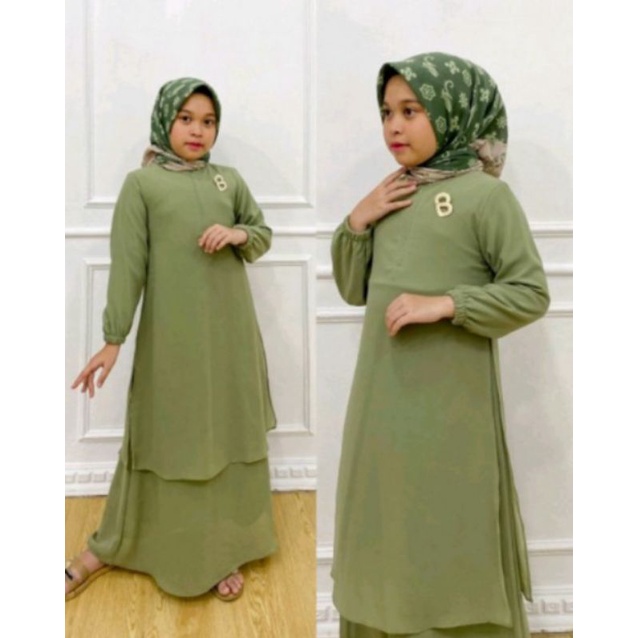 Gamis Malaysia polos anak model dua layer/Gamis Anak Ceruty Babydoll/Pakaian Muslim anak kekinian