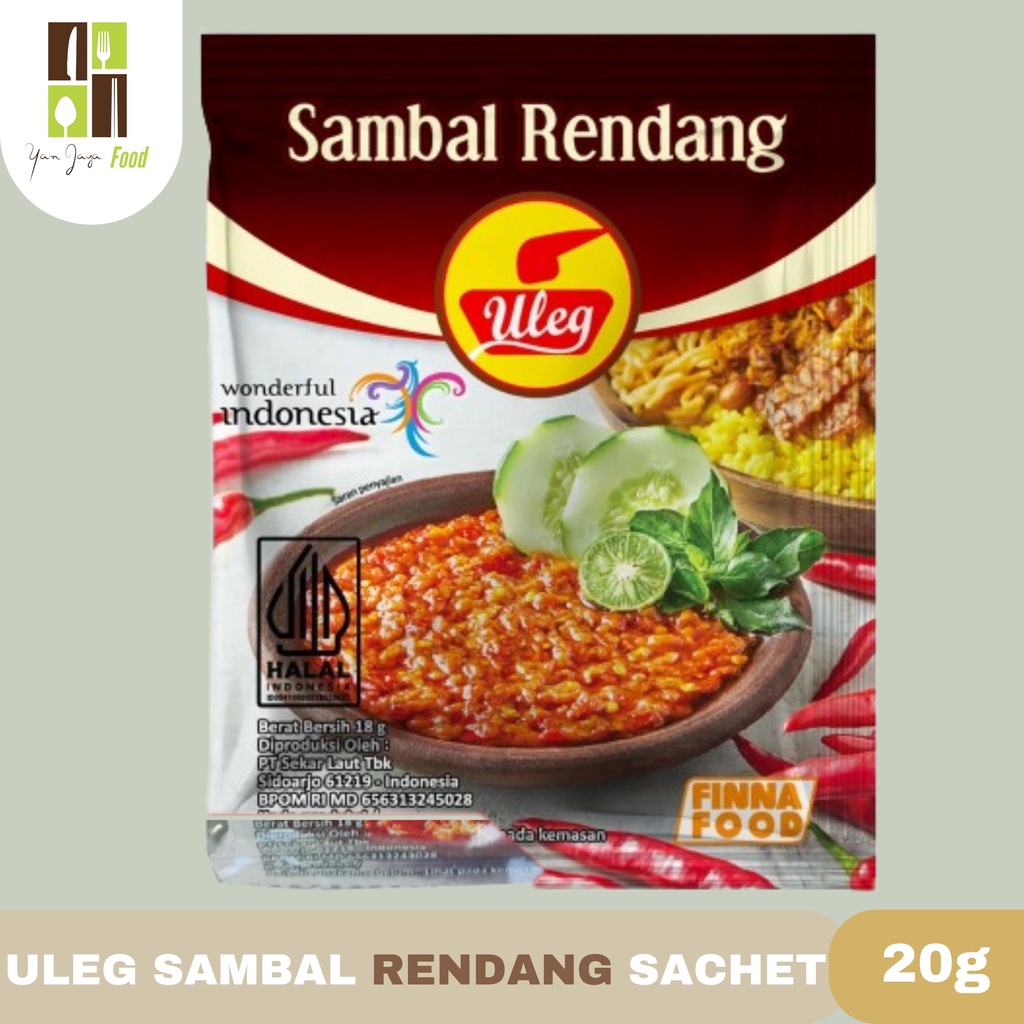 Uleg Sambal Finna Geprek/Rendang/Teri/Udang Sachet 10pcs/1 RENCENG