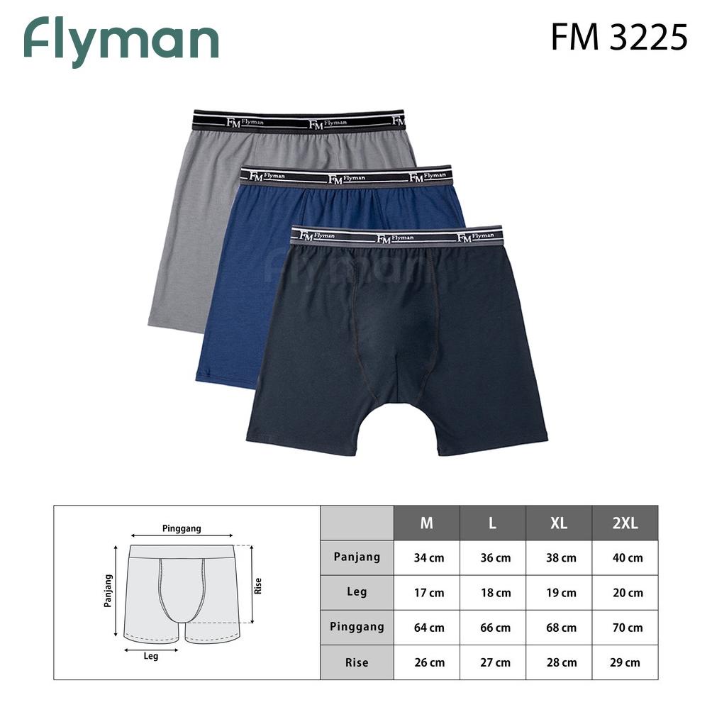 Terbaru Flyman Celana Dalam Boxer Pria Panjang 3 PCS FM 3225 Murah