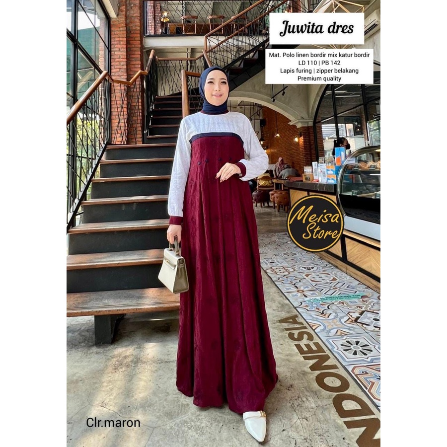 JUWITA DRESS GAMIS BORDIR PREMIUM ORI BY MEISA