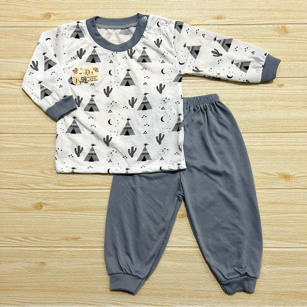 piyama anak unisex motif garis gambar gajah