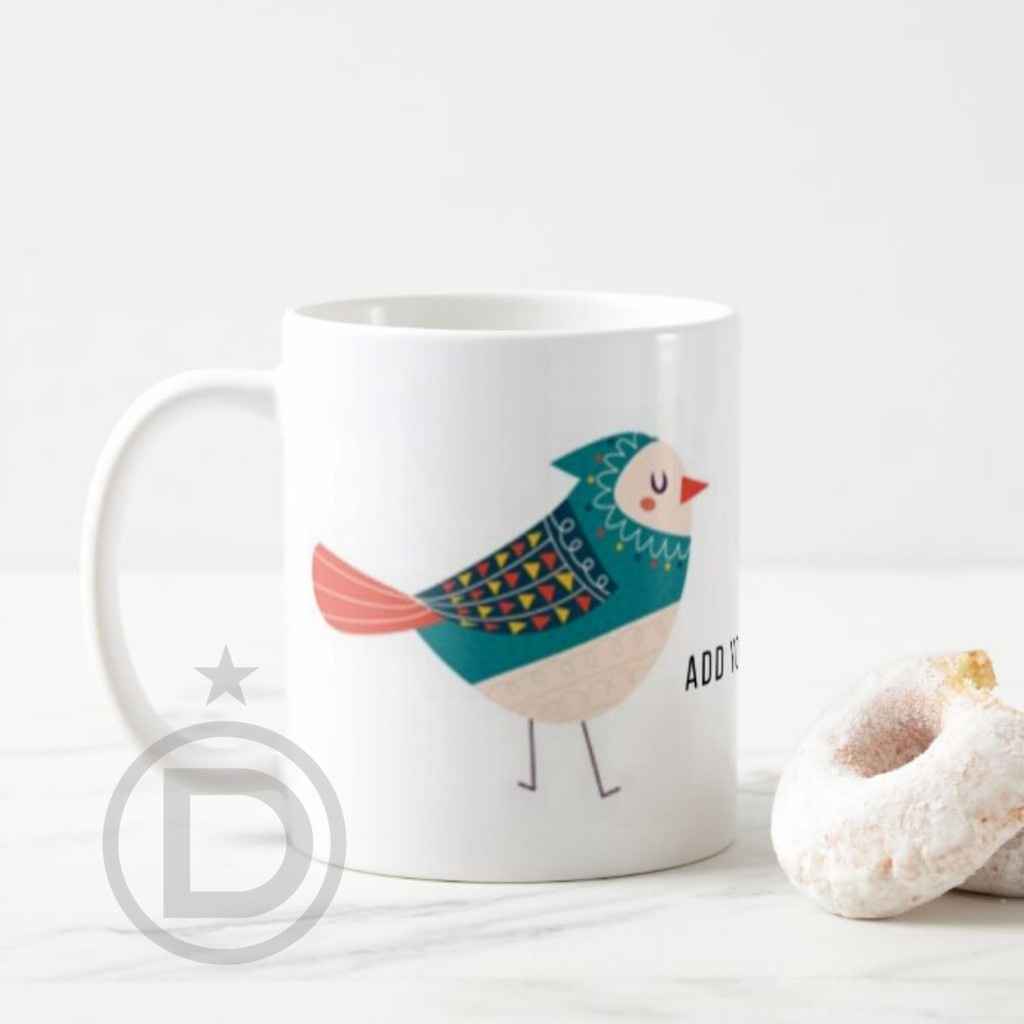 Mug Burung Motif Batik Custom Nama V6