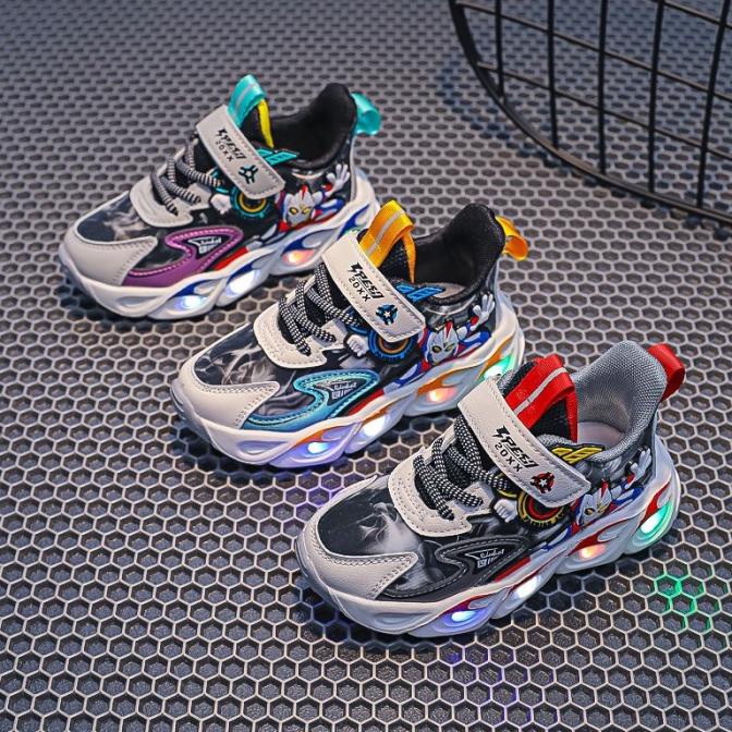 Sneakers anak laki laki impor korea/ sepatu bayi usia 6 tahun LED