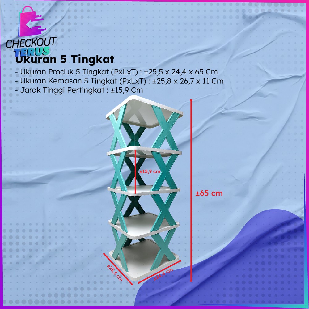 CT C805 Rak Sepatu Susun 4 5 Tingkat Multifungsi Model Zigzag Silang Portable Rak Susun Plastik Penyimpanan Sandal Organizer Rack Shoe