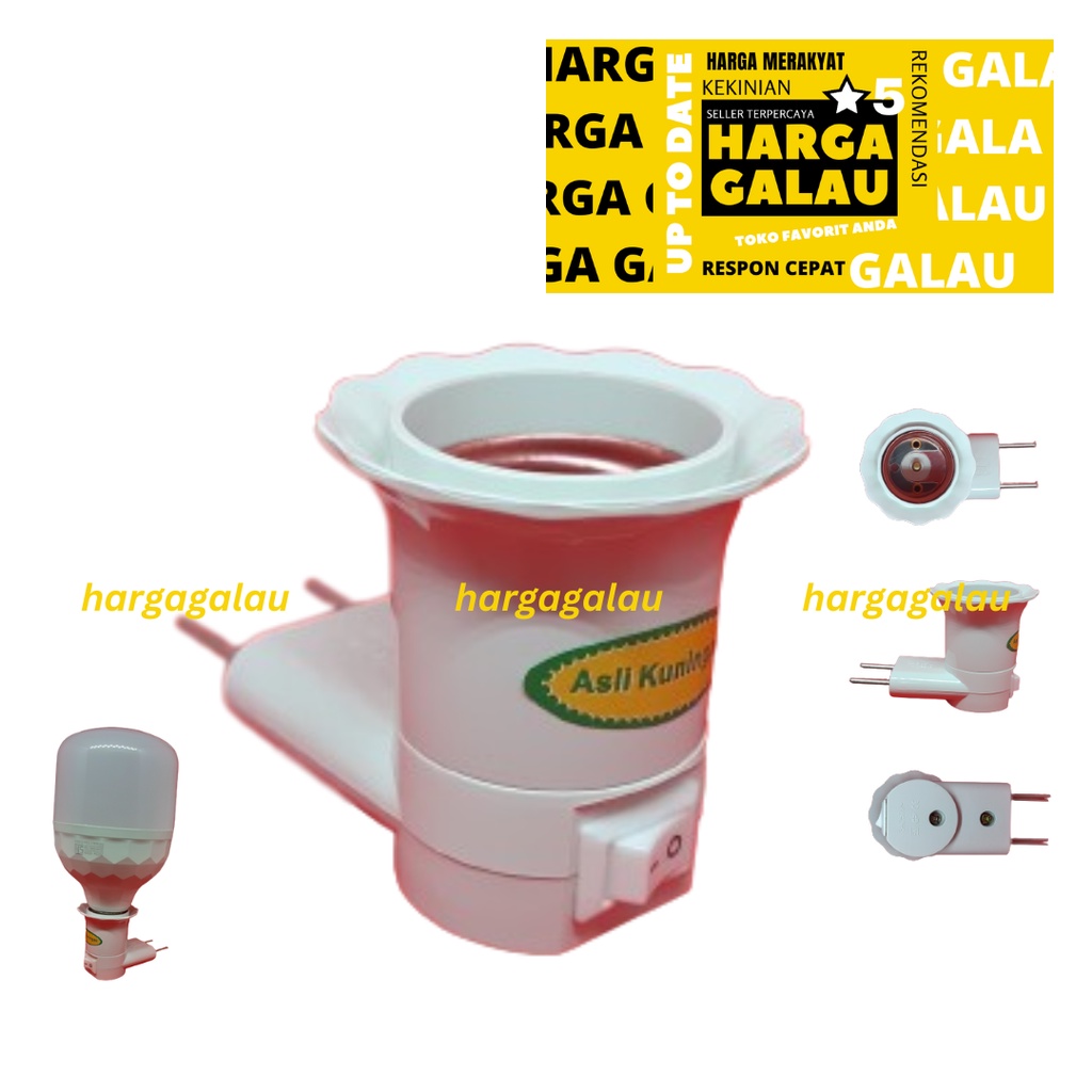 Fitting Colok Lampu E27 SNI + Saklar OnOff Model L Putih Socket e 27 Asli Kuningan Berkwalitas