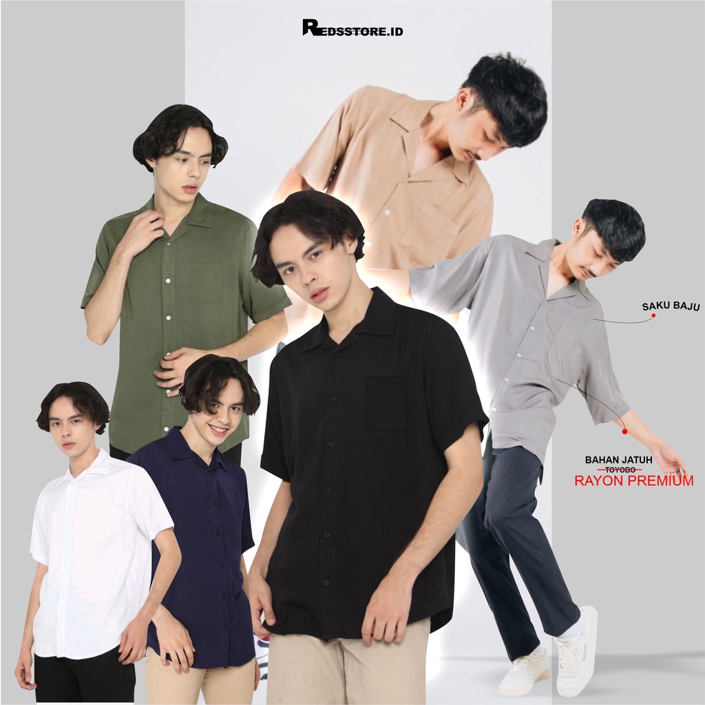 KEMEJA POLOS OVERSIZE PRIA PREMIUM KEMEJA HAWAI POLOS SHORT SHIRT PREMIUM RAYON