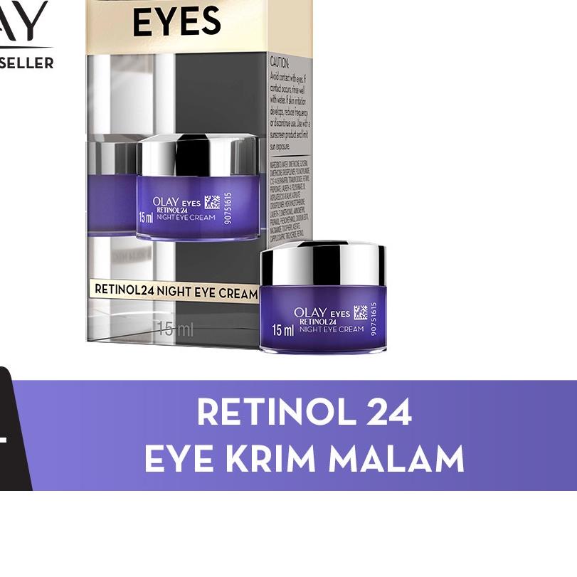 ⅎ Olay Krim Mata RETINOL 24 Anti Aging Skincare Malam, Eye Cream 15ml ❉